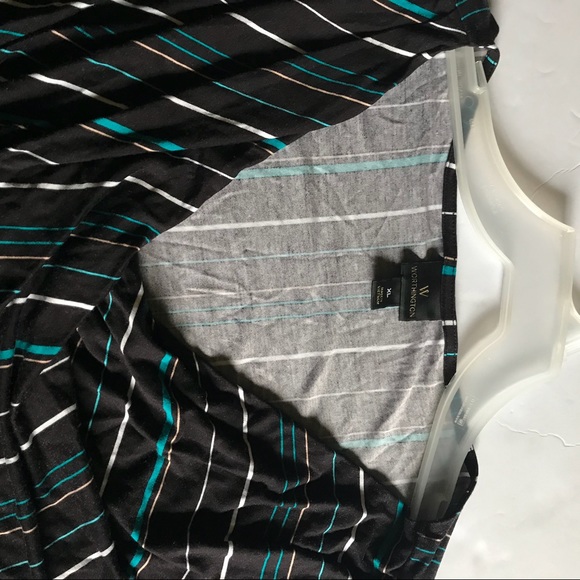 Worthington Ruffle/Gathered Blouse Black Turqouise - Picture 3 of 4